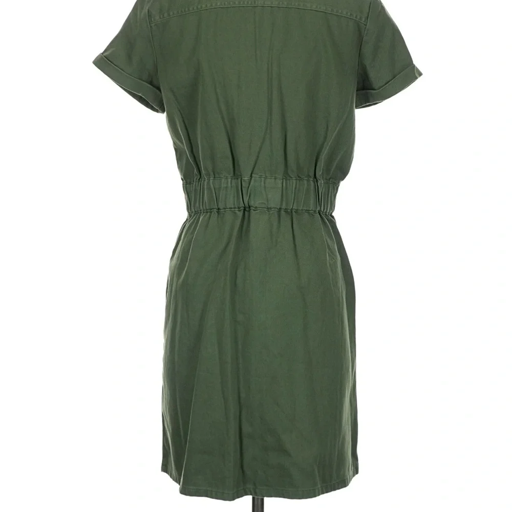 Reimagined by J. Crew Front Zip Chino Utility Dress Cotton Blend Sz 6 Olive - Picture 2 of 8